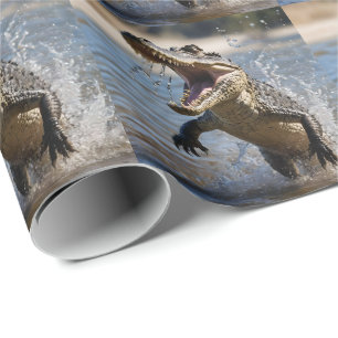Enge kaken: Australische krokodil springt Cadeaupapier