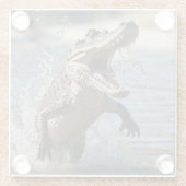 Enge kaken: Australische krokodil springt Glazen Onderzetter (Achterkant)