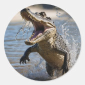 Enge kaken: Australische krokodil springt Ronde Sticker (Voorkant)