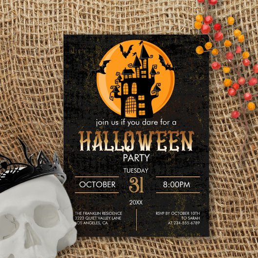 Enge Kasteel Vliegende Vleermuizen Halloween Feest Kaart