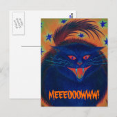 Enge kat blauw 'MEEOOOWWW!' briefkaart (Voorkant / Achterkant)