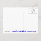 Enge kat blauw 'MEEOOOWWW!' briefkaart (Achterkant)