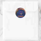 Enge kat blauw 'MEEOOOWWW!' sticker (Tas)