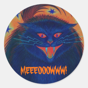 Enge kat blauw 'MEEOOOWWW!' sticker