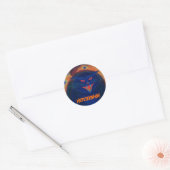 Enge kat blauw 'MEEOOOWWW!' sticker (Envelop)
