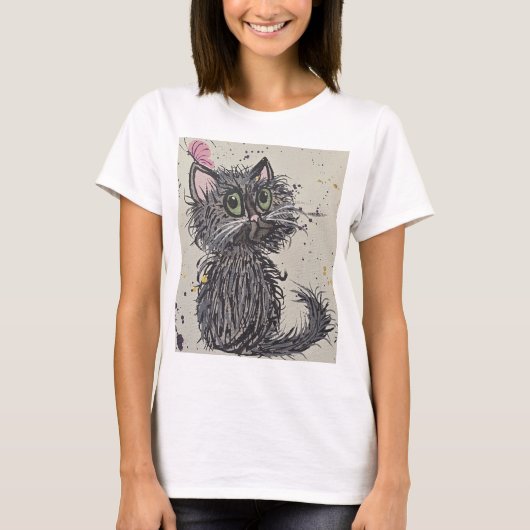 Enge Kat Dames T-shirt (Voorkant)