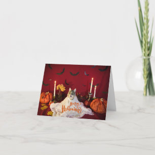 Enge kat in Grappig Halloween kostuum Kaart