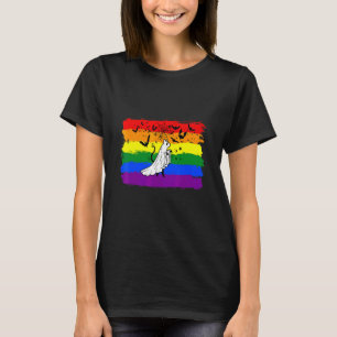 Enge Kat Lgbt Geest Kat Halloween Regenboog Vlag G T-shirt