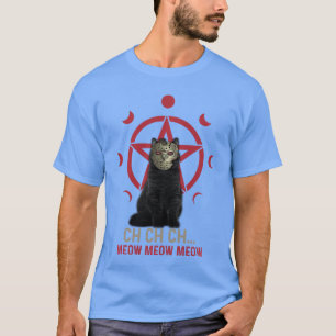 Enge Kat Pentagram Horror Halloween Feestje vintag T-shirt