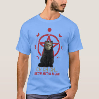 Enge Kat Pentagram Horror Halloween Feestje vintag T-shirt