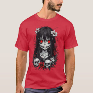 Enge Kawaii Goth-meisje Horror Anime-esthetiek fri T-shirt