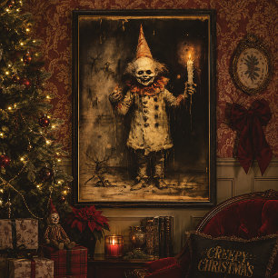 Enge Kerst Clown Vintage Creepmas Horror Poster