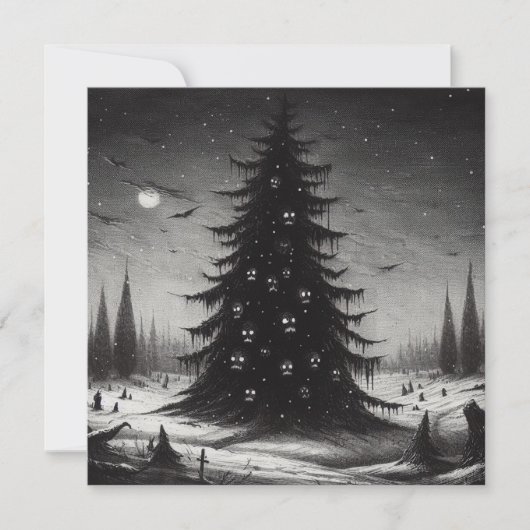 Enge Kerstboom Goth Kerstdag Feestdagenkaart (Voorkant)