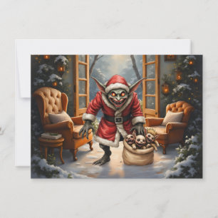 Enge Kerstkabouter – Dark Fantasy Slechte Kerstman Notitiekaartje