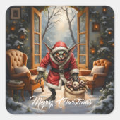 Enge Kerstman – Donkere Fantasy Slechte Kerstman Vierkante Sticker (Voorkant)
