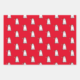 Enge Kerstspook met Santa Hat Inpakpapier Vel