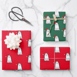 Enge Kerstspook met Santa Hat Inpakpapier Vel