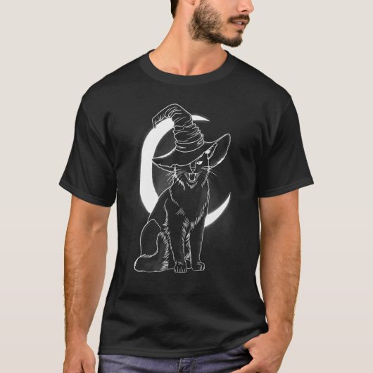 Enge Kitten Heksenhoed Halloween Kat T-shirt (Voorkant)