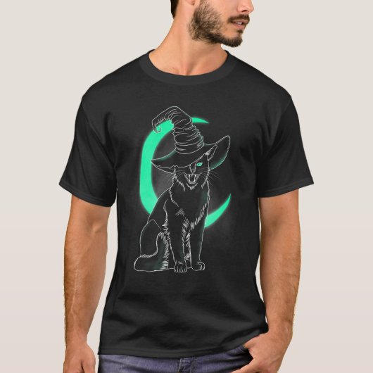 Enge Kitten Heksenhoed Halloween Kat T-shirt (Voorkant)