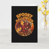 Enge Kleine Duivel Halloween Retro Design Kaart (Gele Bloem)