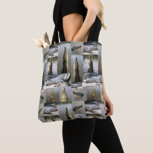 Enge krokodil fotocollage, tote bag