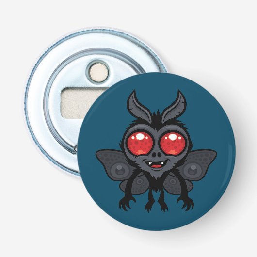 Enge Kute Cryptid Mothman Monster Button Flesopener (Voorkant)