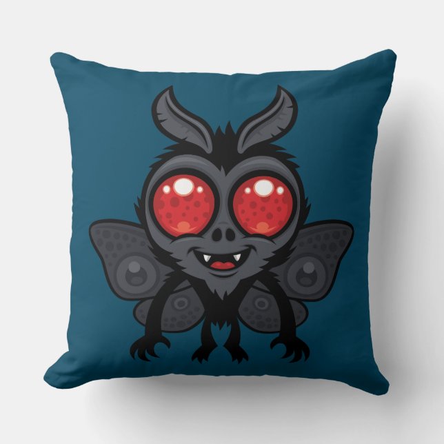 Enge Kute Cryptid Mothman Monster Kussen (Voorkant)