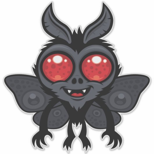 Enge Kute Cryptid Mothman Monster Sticker (Voorkant)