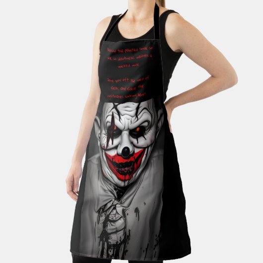 Enge Kwaad Glimlachende Clown & Quote Schort (Insitu)