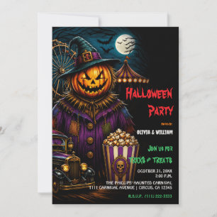 Enge kwaadaardige carnavalsclown Halloween verjaar Kaart