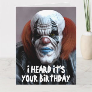 ENGE KWADAARDIGE CLOWN GROOT VERJAARDAGSKAART KAART