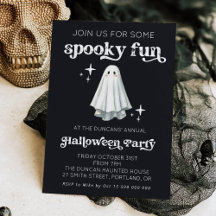 Enge leuke retro geest Halloween uitnodiging