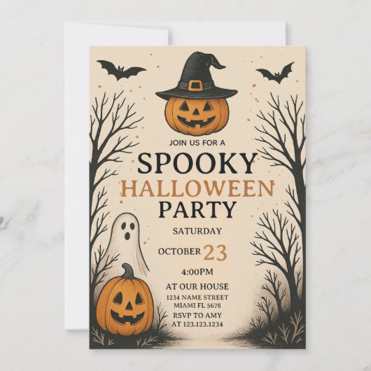 Enge Leuke Spooky Halloween Party Uitnodiging (Voorkant)