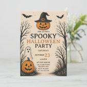 Enge Leuke Spooky Halloween Party Uitnodiging (Staand voorkant)