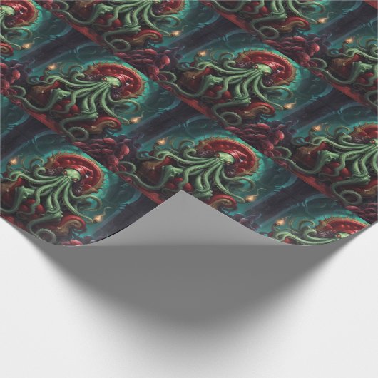 Enge Lovecraft Cthulhu Horror Kerstmis Cadeaupapier (Hoek)