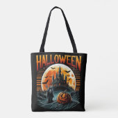Enge maanverlichte spookachtige kasteel grimmige R Tote Bag (Achterkant)
