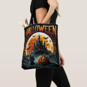 Enge maanverlichte spookachtige kasteel grimmige R Tote Bag (Dichtbij)
