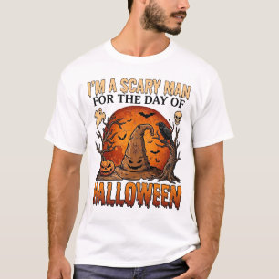 Enge man Halloween Heksenhoed Bloedmaan Pompoen_1 T-shirt