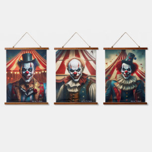 Enge mannelijke clowns muurrol set hangend wandkleed
