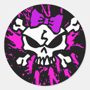 ENGE MEISJESSCHEDEL MET SPLETTERS RONDE STICKER