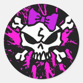 ENGE MEISJESSCHEDEL MET SPLETTERS RONDE STICKER