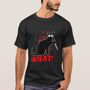 Enge moorddadige kat met mes kat wat_ halloween t-shirt