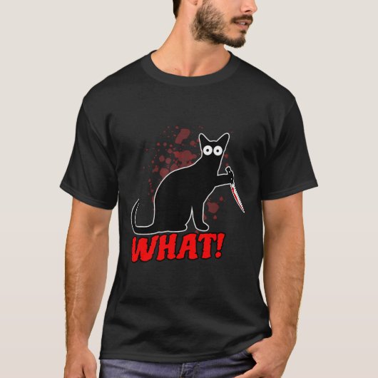 Enge moorddadige kat met mes kat wat_ halloween t-shirt (Voorkant)