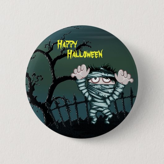Enge mummie Happy Halloween Ronde Button 5,7 Cm (Voorkant)