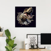 Enge Muur Doorbrekende Dinosaur T-Rex Poster Print (Thuiskantoor)