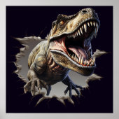 Enge Muur Doorbrekende Dinosaur T-Rex Poster Print (Voorkant)