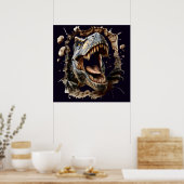 Enge Muur Doorbrekende Dinosaurus T-Rex Poster Pri (Keuken)