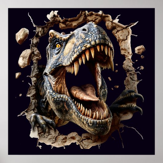 Enge Muur Doorbrekende Dinosaurus T-Rex Poster Pri (Voorkant)