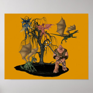 Enge Oger Goblin Wezens Halloween Poster