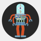 Enge oogbol robot ronde sticker (Voorkant)